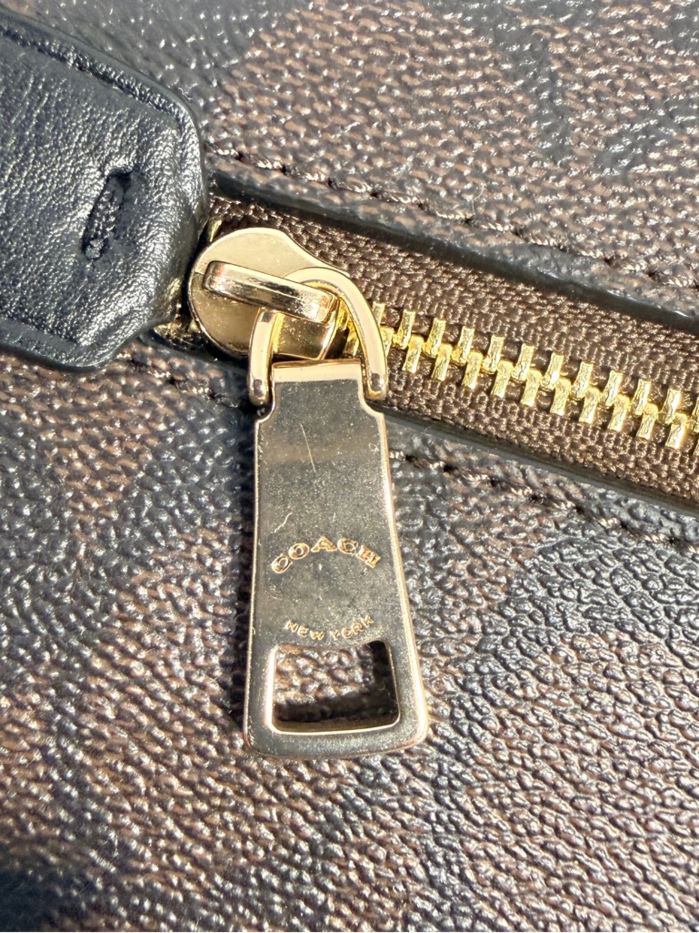 Coach Signature Rowan File Crossbody Shoulder Bag Brown Black Coated Canvas - Picture 9 of 12
